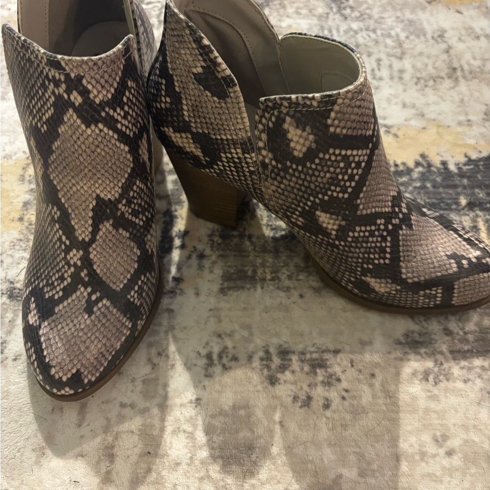 Fergalicious Snakeskin Pattern Ankle Booties